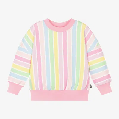 Rock Your Baby Kids' Girls Pink & Pastel Stripe Cotton Sweatshirt