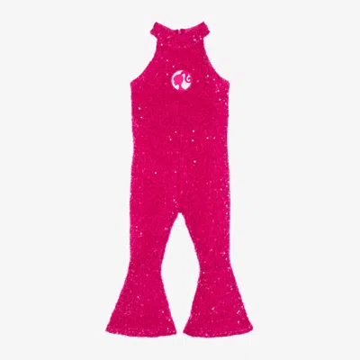 Rock Your Baby Kids' Girls Pink Barbie Sequin Jumpsuit