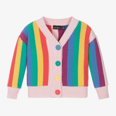 Rock Your Baby Kids' Girls Pink Rainbow Stripe Cotton Cardigan