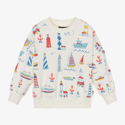 Rock Your Baby Kids' Ivory Cotton Nautical Print Sweatshirt