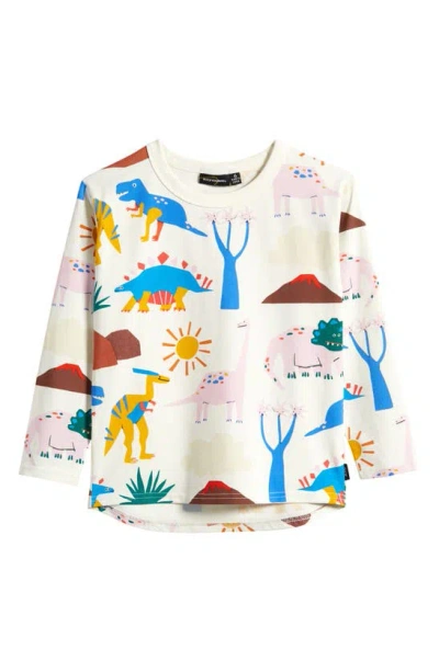 Rock Your Baby Kids' Dino Sun Long Sleeve Graphic T-shirt In Cream