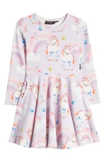 Rock Your Baby Kids' Dreamscapes Long Sleeve Dress In Lilac