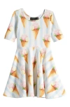 ROCK YOUR BABY ROCK YOUR BABY KIDS' GELATO DREAMS PRINT COTTON FIT & FLARE DRESS