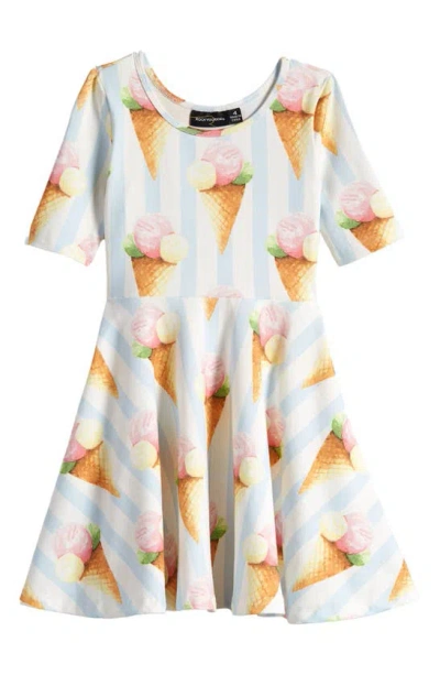 Rock Your Baby Kids' Gelato Dreams Print Cotton Fit & Flare Dress In Cream