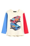 Rock Your Baby Kids' Cars Long Sleeve Graphic T-shirt In Cream