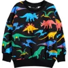Rock Your Baby Kids' Dino Bright Cotton Sweatshirt In Black