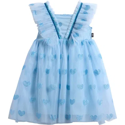 Rock Your Baby Kids' Glitter Heart Tulle Dress In Blue