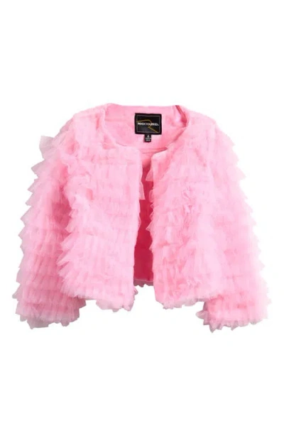 Rock Your Baby Kids' Ruffle Tulle Jacket In Pink