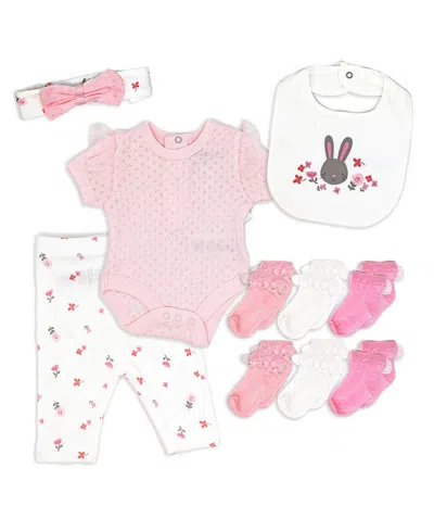 Rock-a-bye Baby Boutique Rock A Bye Baby Boutique Baby Girls 10 Piece Layette Set, Pink Bunny