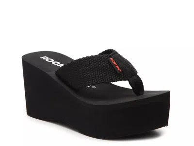 Rocket Dog Crush Wedge Flip Flop In Black