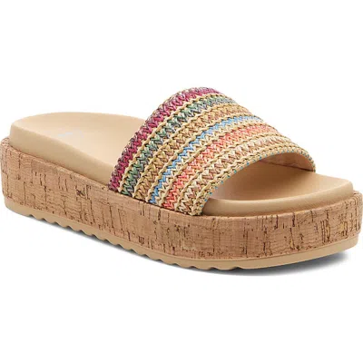 Rocket Dog Faye Platform Slide Sandal In Natural Multi