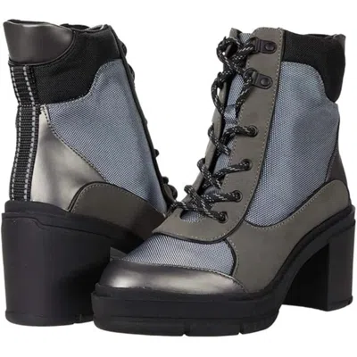 Rocket Dog Karli Boots Gunmetal Round Toe Block Heel Ankle Zap767 In Black