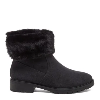 Rocket Dog Niche Faux Fur Cuff Lug Sole Ankle Boots In Black