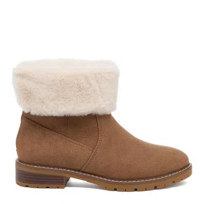 Rocket Dog Niche Faux Fur Cuff Lug Sole Ankle Boots In Brown