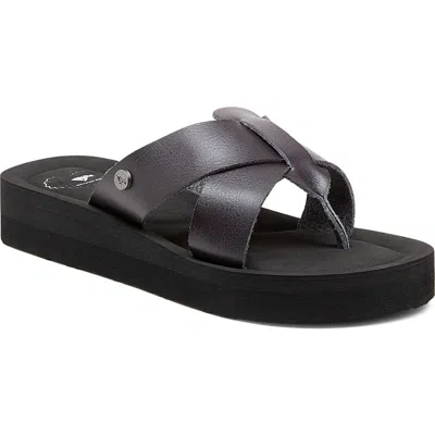 Rocket Dog Wilmer Faux Leather Platform Sandal In Black