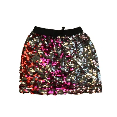 Pre-owned Rockets Of Awesome Kids' Girls Pink Silver Sequin Skirt