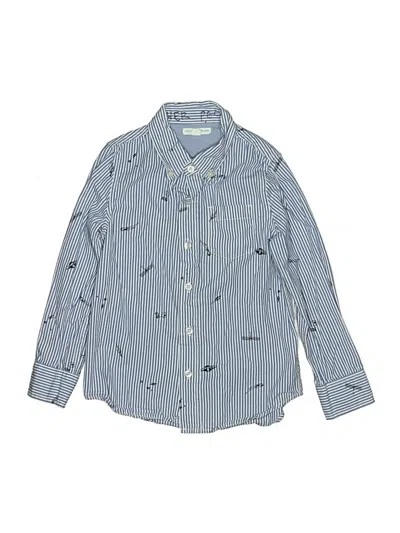 Pre-owned Rockets Of Awesome Kids' Long Sleeve Button Down Shirt In Blue