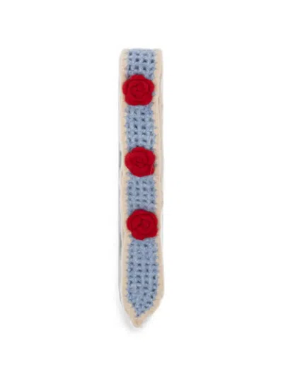 Rockfish Rose-appliqué Crochet Scarf In Multi