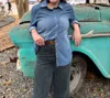 Rockin A Design Boot Stitch Pearl Snap Denim Top In Blue