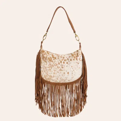 Rockin' C Brindle Hair-on Fringed Shoulder Bag In Brown