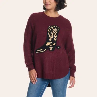 Rockin' C Burgundy Boot Appliqué Sweater