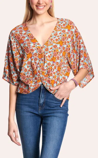 Rockin' C Floral Boot Print Top In Multi