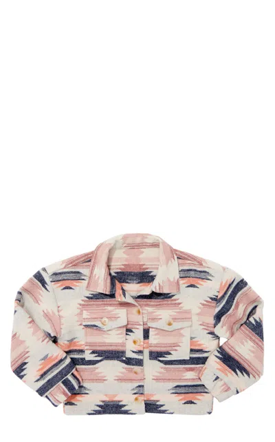 Rockin' C Girl's Multicolor Aztec Print Wool Jacket In Brown