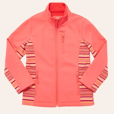 Rockin' C Girls' Coral Bonded Striped Jacket In Pink