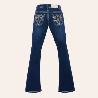 Rockin' C Girls' Medium Wash Sequined Bootcut Jeans In Blue