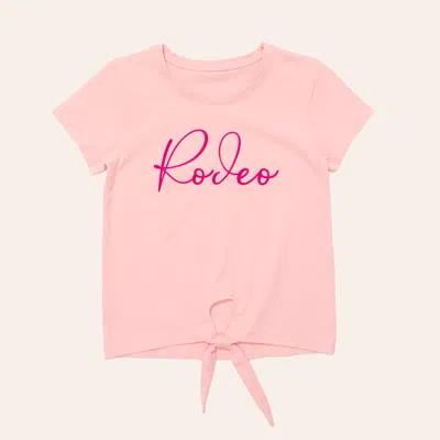 Rockin' C Girls' Pink Rodeo Graphic Tie Front Knit Top In Orange