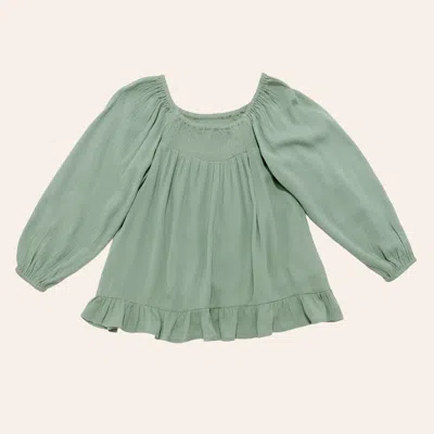 Rockin' C Girls' Sage Ruffle Hem Long Sleeve Top