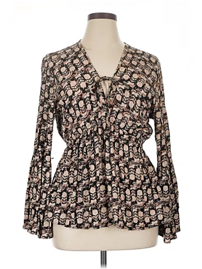 Pre-owned Rockin' C Long Sleeve Blouse In Brown