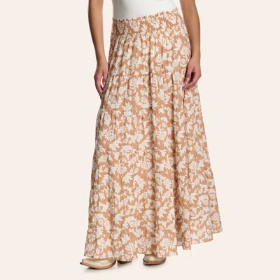 Rockin' C Women's Beige Floral Print Maxi Skirt In Multi
