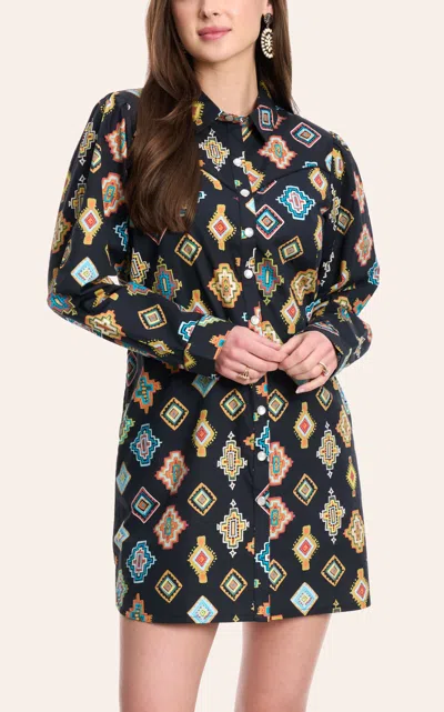 Rockin' C Women's Black Aztec Western Shirt Dress