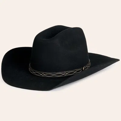 Rockin' C Women's Black Cattleman Creased Boot Stitched Band Felt Cowboy Hat In Blue