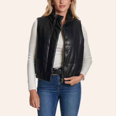 Rockin' C Women's Black Faux Leather Vest In Multi