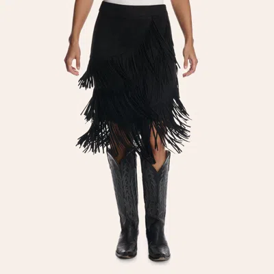 Rockin' C Women's Black Fringe Skirt