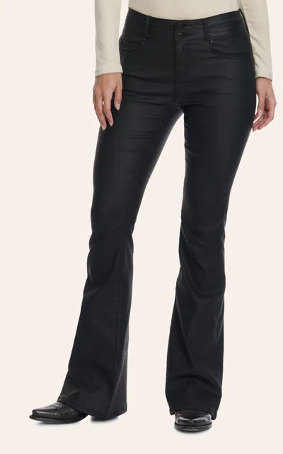 Rockin' C Women's Black High Rise Flare Leg Vegan Leather Pants