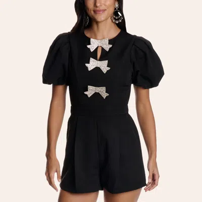 Rockin' C Women's Black Rhinestone Bow Romper