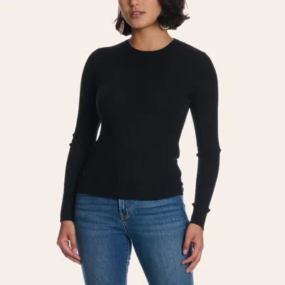 Rockin' C Women's Black Ribbed Knit Long Sleeve Top