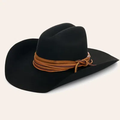 Rockin' C Women's Black Wesley Creased Leather Wrap Felt Western Hat