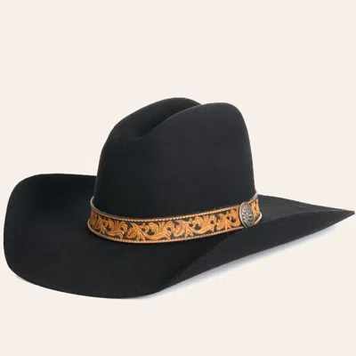 Rockin' C Women's Black Wool & Tooled Leather Cowboy Hat