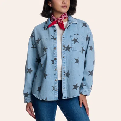 Rockin' C Women's Blue Star Print Denim Shirt Jacket