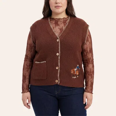 Rockin' C Women's Brown Bronc Embroidered Sweater Vest