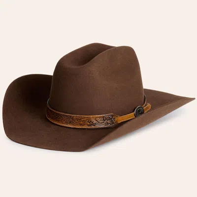 Rockin' C Women's Brown Cattleman Creased Tooled Leather Band Felt Cowboy Hat