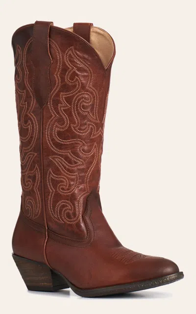 Rockin' C Women's Brown Classic Stitch Round Toe Cowboy Boots