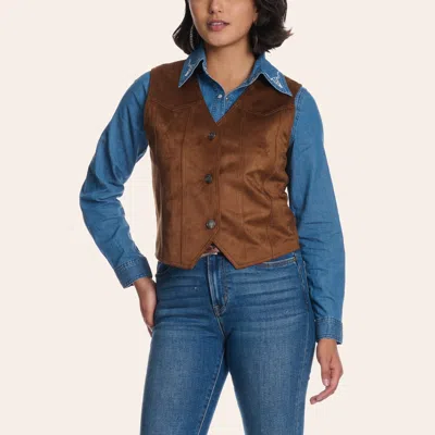 Rockin' C Women's Brown Faux Suede Vest