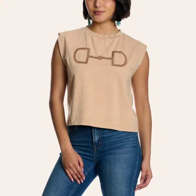 Rockin' C Women's Brown Horse Bit Embroidered Sleeveless Knit Top