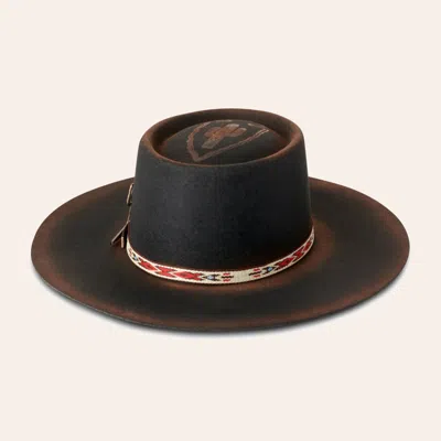 Rockin' C Women's Burned Black Arrowhead With Cactus Pin And Aztec Ribbon Band Wool Hat In Brown