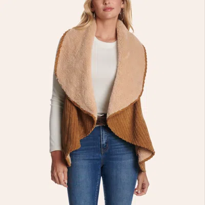 Rockin' C Women's Camel Corduroy & Sherpa Vest In Brown